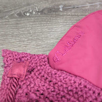 Crochet Ear Bonnet Fly Veil, Satin, piping **xc/vgc, clean, mnr snag/run & hair puckered?shrunk
