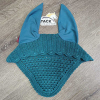Crochet Ear Bonnet Fly Veil, Satin, piping *xc/vgc, clean, mnr stains?fading, hair & puckers