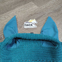 Crochet Ear Bonnet Fly Veil, Satin, piping *xc/vgc, clean, mnr stains?fading, hair & puckers
