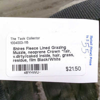 Fleece Lined Grazing Muzzle, neoprene Crown *fair, v.dirty/caked inside, hair, grass, residue, film