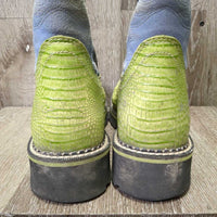 Short Round Toe "Snakeskin" Print & Suede Western Boots *vgc, mnr scuffs, dirt