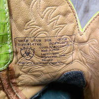 Short Round Toe "Snakeskin" Print & Suede Western Boots *vgc, mnr scuffs, dirt