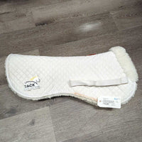 Sheepskin & Quilt Half Pad *gc, clean, older, stains, rubs, pills, thin edges, clumpy, creased, stiff, hair