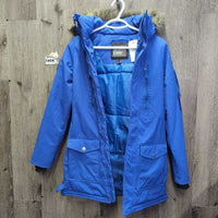 Hvy Winter Jacket, Hood, Fur Trim, Zipper, Snaps *vgc/gc, clean, mnr clumpy fur, cuff rubs & pills, shrunk?wavy zipper