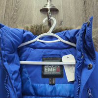 Hvy Winter Jacket, Hood, Fur Trim, Zipper, Snaps *vgc/gc, clean, mnr clumpy fur, cuff rubs & pills, shrunk?wavy zipper