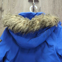 Hvy Winter Jacket, Hood, Fur Trim, Zipper, Snaps *vgc/gc, clean, mnr clumpy fur, cuff rubs & pills, shrunk?wavy zipper