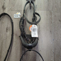 "Glam" Monocrown RsdPadded Bridle, Flash & Attach, Cotton Web Reins, Bling *xc/vgc, mnr scrapes, rubs & dirt/residue