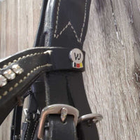 "Glam" Monocrown RsdPadded Bridle, Flash & Attach, Cotton Web Reins, Bling *xc/vgc, mnr scrapes, rubs & dirt/residue