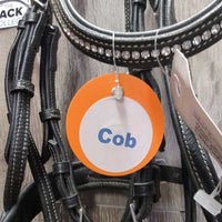 "Glam" Monocrown RsdPadded Bridle, Flash & Attach, Cotton Web Reins, Bling *xc/vgc, mnr scrapes, rubs & dirt/residue