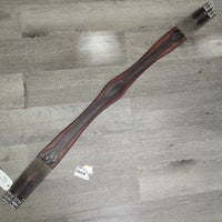 Leather Girth, 2x Els *vgc/gc, clean, mnr stretched elastic, rubs, stains & hairy seams