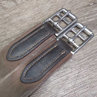 Leather Girth, 2x Els *vgc/gc, clean, mnr stretched elastic, rubs, stains & hairy seams