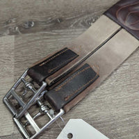 Leather Girth, 2x Els *vgc/gc, clean, mnr stretched elastic, rubs, stains & hairy seams