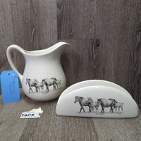 "Young & Restless" 20pc Dinnerware Set: 4 x: Bowls, Small Plates, Large Plates, Mugs, 1x Napkin Holder, Pitcher, 2 Placemats *xc, mnr scratches & stain