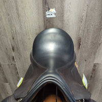 17 W *5.75" Black Country Eloquence Dressage Saddle, Black Country Black Cotton Cover, Lg Front Blocks, Front & Rear Gusset Panels, Wool Flocking, Flaps: 16"L x 11"W Serial #: 17 T 15290