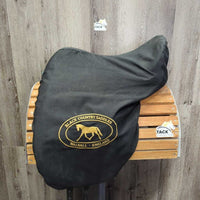 17 W *5.75" Black Country Eloquence Dressage Saddle, Black Country Black Cotton Cover, Lg Front Blocks, Front & Rear Gusset Panels, Wool Flocking, Flaps: 16"L x 11"W Serial #: 17 T 15290