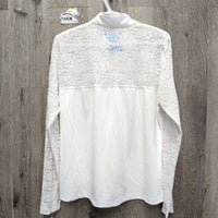 LS Lace Show Shirt, 1/3 Zip Up *gc, mnr threads, broken pit elastics, seam puckers