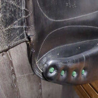 18" MW *5.25" Devoucoux Monoflap Dressage Saddle, Green Devoucoux Cover, Foam Panels, Lg Exterior Front Blocks, Flaps: 16"L x 11"W Serial #: 1171 07 18 3A PX410 PX315 PXLUZ