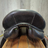 18" MW *5.25" Devoucoux Monoflap Dressage Saddle, Green Devoucoux Cover, Foam Panels, Lg Exterior Front Blocks, Flaps: 16"L x 11"W Serial #: 1171 07 18 3A PX410 PX315 PXLUZ