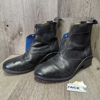JUNIORS Paddock Boots, zips, punched toes *gc, clean, toe dents & scuffs, elastic rubs & peeling trim