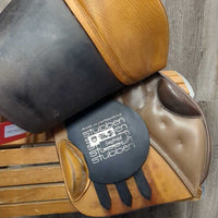 18" XW *6" Stubben Siegfried Close Contact Saddle, Stubben Leathers, Coronet Irons, Blue Stubben Cover, Small Front & Back Blocks, Wool Flocking, Flaps: 14.5"L x 13.75"W Serial #: U 188529 29