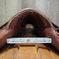 16 XW *6" Stubben Edelweiss C.S. Junior CC Saddle, 1 Billet Guard, Pink Fleece Camo Cover, Med Front Blocks, Wool Flocking, Flaps: 12"L x 12"W Serial: U386032 32