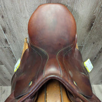 17 XW *6.5" Stubben Edelweiss Close Contact Saddle, Green Fleece Cover, Wool Flocking, Med Front Blocks, Flaps: 14.25"L x 12.5W *No Serial #