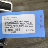 "Pro Core Trainer" Swallowtail Quilt Saddle Pad, 2x Stretchy elastic straps *gc, clean, rubs, pills, frays, hair, fuzzy