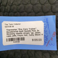 "Pro Core Trainer" Swallowtail Quilt Saddle Pad, 2x Stretchy elastic straps *gc, clean, rubs, pills, frays, hair, fuzzy