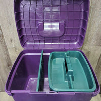 Hvy Plastic Grooming Box - Step Stool, tray, divider *vgc/gc, clean, mnr rubs, scrapes, scuffs & dusty, Missing Latch