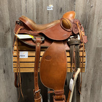 14" Talabarteria Trail Saddle - Made in Colombia - 2 stirrups, fenders & hobble straps, Leather Front & Back Cinch & Billets (4), Crupper *NOT RECOMMENDED for RIDING USE - DISPLAY ONLY