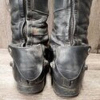 Field Boots, Zips *fair, holey/thin edges, thin heels, dirty, repair, + velcro, rubs, hard spots, scrapes, holes, thin/holey spots
