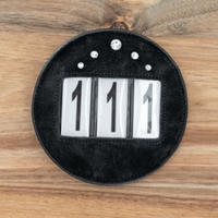 3 # Round Suede - Leather Show Numbers, 5 Rhinestones - Bling, Velvet Bag, Bag, Pin *new
