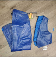 Leather Vest & Full Western Chaps *vgc, mnr dirt?stain, curled edge
