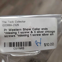 Pr Western Show Collar ends *missing 1 screw & 3 silver chicago screws *missing 1 screw
