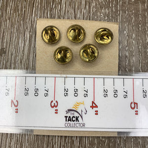 5 Gold Number Pins, Green Cardboard Box *xc, older, peeled box