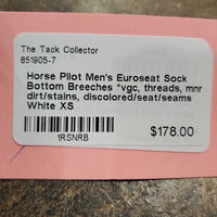 Men's Euroseat Sock Bottom Breeches *vgc, threads, mnr dirt/stains, discolored/seat/seams
