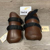 Pr Hind Leather Pinch Boots, velcro *gc, dirt, scuffs, scratches
