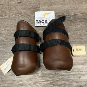 Pr Hind Leather Pinch Boots, velcro *gc, dirt, scuffs, scratches