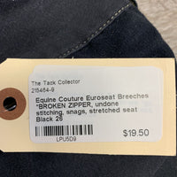 Euroseat Breeches *BROKEN ZIPPER, undone stitching, snags, stretched seat
