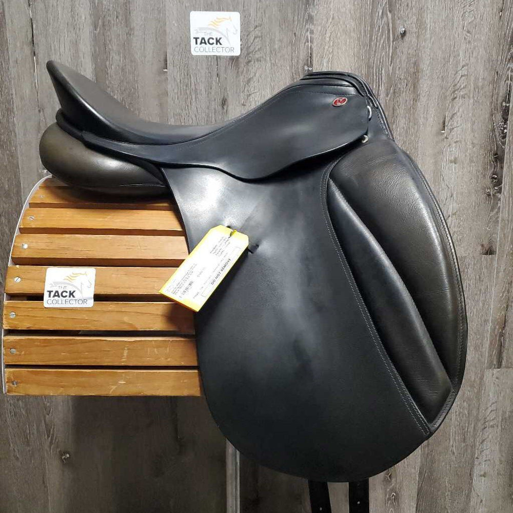 17.5 MW *5.25 Kieffer Malmo Dressage Saddle, 2 Billet Guards, Navy Cotton Passier Cover, Wool Flocked, Rear Gusset Panel, Lg Front Blocks, Flaps: 17.5