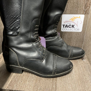 Pr Field Boots, zips, hvy string *dirty, pilly/rubs inside, gc, scuffs, scratches, 0 rests, BROKEN Rt Zip