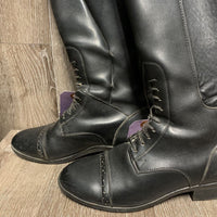 Pr Field Boots, zips, hvy string *dirty, pilly/rubs inside, gc, scuffs, scratches, 0 rests, BROKEN Rt Zip
