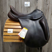 17 M *4.75 Regal Monoflap Dressage Saddle, Lg Exterior Front Blocks, Wool Flocking, Rear Gusset Panels, Flaps: 16"L x 12.5"W
