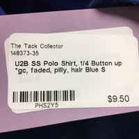 SS Polo Shirt, 1/4 Button up *gc, faded, pilly, hair
