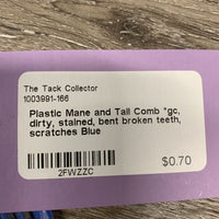 Plastic Mane and Tail Comb *gc, dirty, stained, bent broken teeth, scratches
