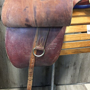 14 M *4" Syd Hill Leader Laureate Aussie Saddle, stirrup leathers, over girth, Narrow Aluminum Western Stirrups, 33" cotton string girth, Flaps: 18"L x 12"W Serial # 65764