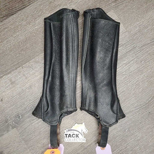 Thick Leather Half Chaps *gc, dirty elastics, missing 1 logo pin.