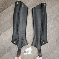 Thick Leather Half Chaps *gc, dirty elastics, missing 1 logo pin.
