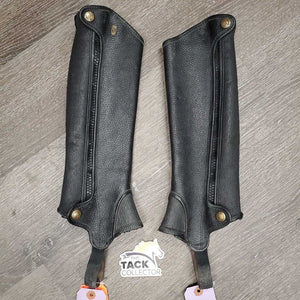 Thick Leather Half Chaps *gc, dirty elastics, missing 1 logo pin.