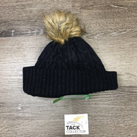 Lined Knit Toque, faux fur Pompom *clumpy, clean, hairy
